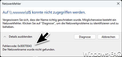 Fehlercode 0x80070043