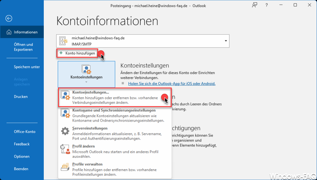 Outlook Kontoeinstellungen