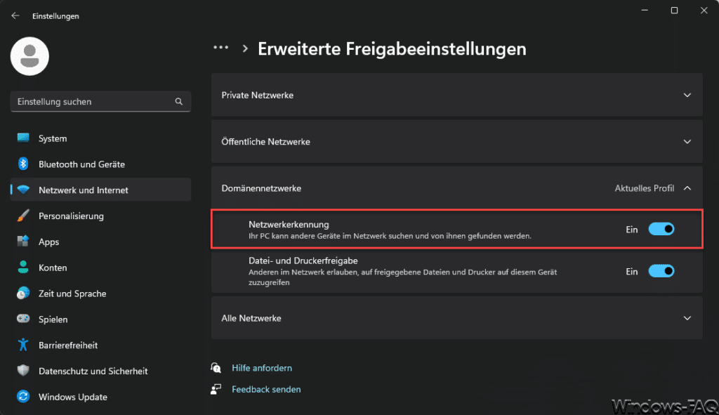 Windows Netzwerkerkennung