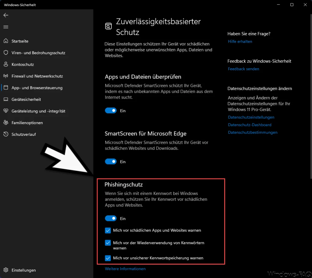 Windows Sicherheit Phishingschutz