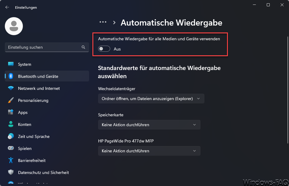 Automatische Wiedergabe für alle Medien und Geräte verwenden