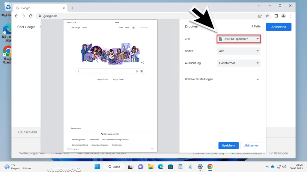 Chrome als PDF speichern