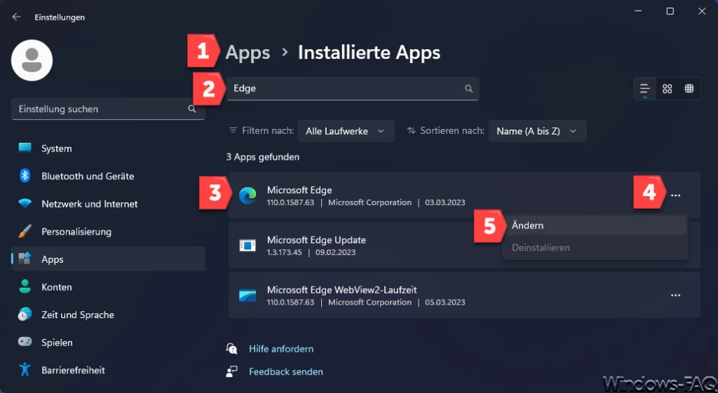 Microsoft Edge ändern