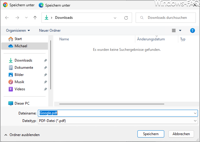 Speichern unter als PDF Datei