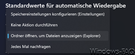 Standardwerte für automatische Wiedergabe