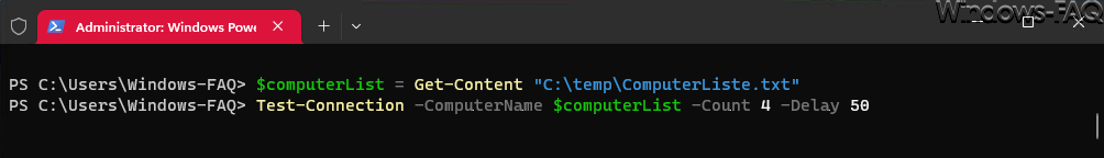 Test-Connection Computerliste