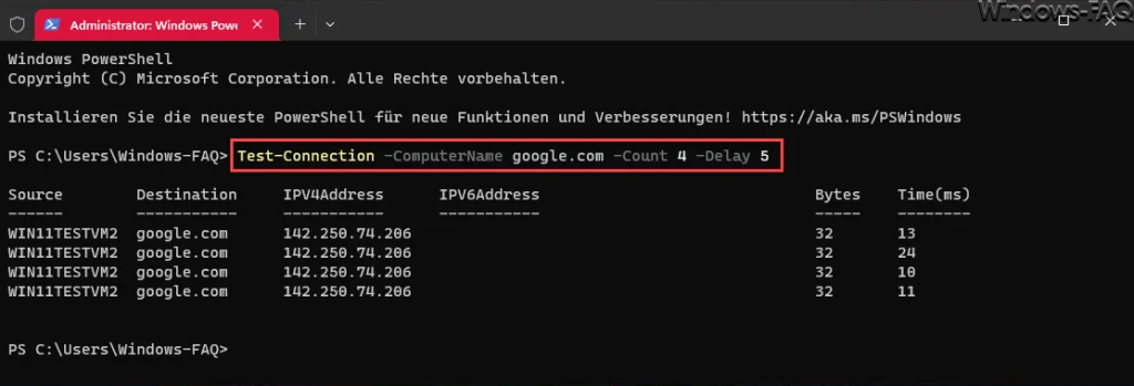 Test-Connection -Count - Delay