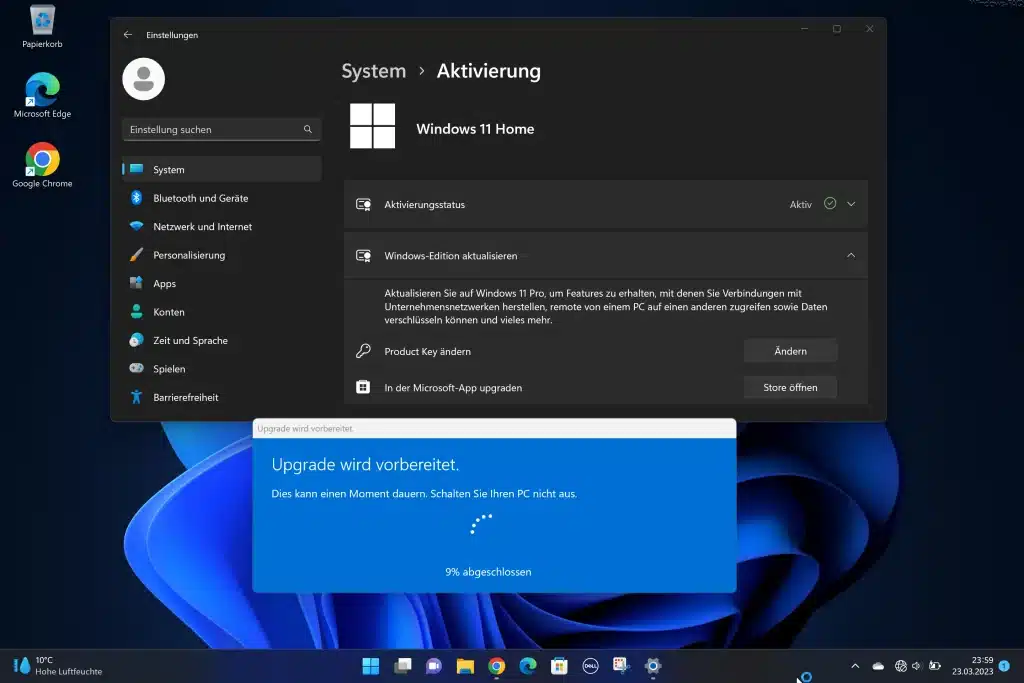 Upgrade wird vorbereitet