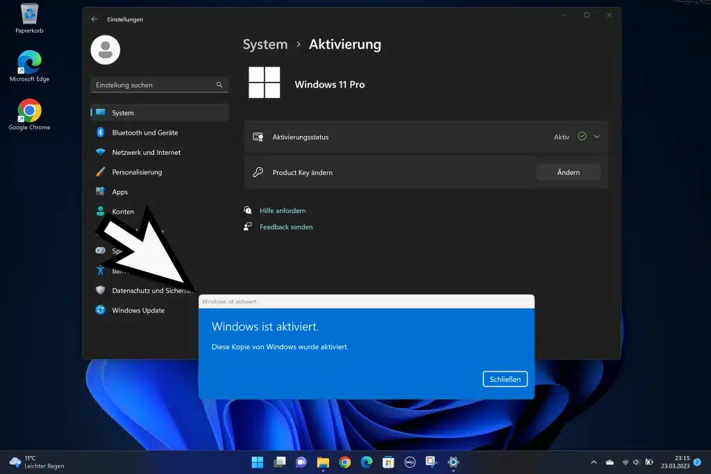 Windows 11 Pro ist aktiviert