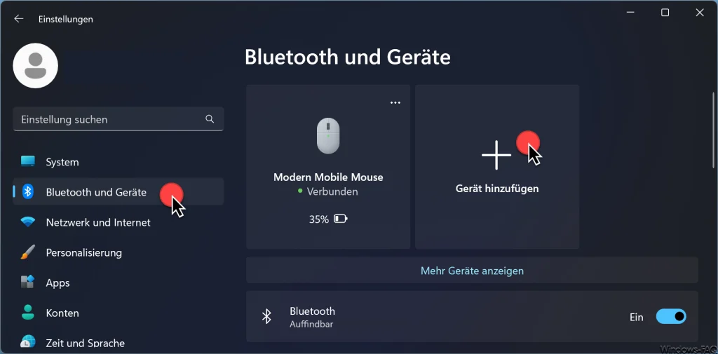 Windows Bluetooth und Geräte