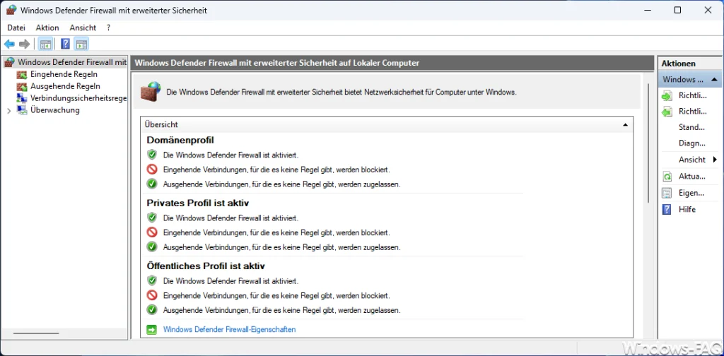 Windows Defender Fireall mit erweiterter Sicherheit