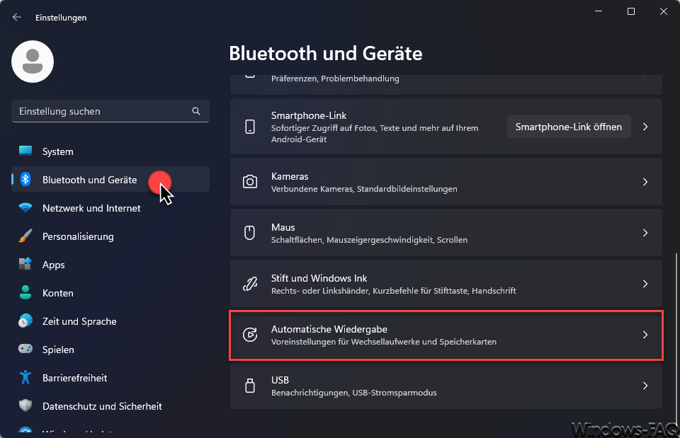 Windows automatische Wiedergabe