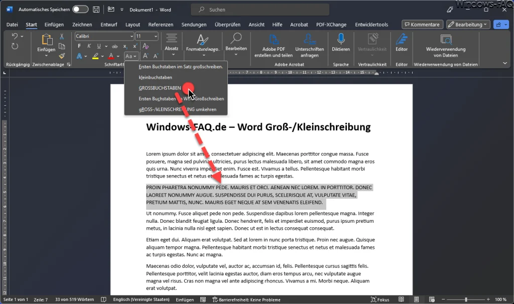 Word GROSSBUCHSTABEN