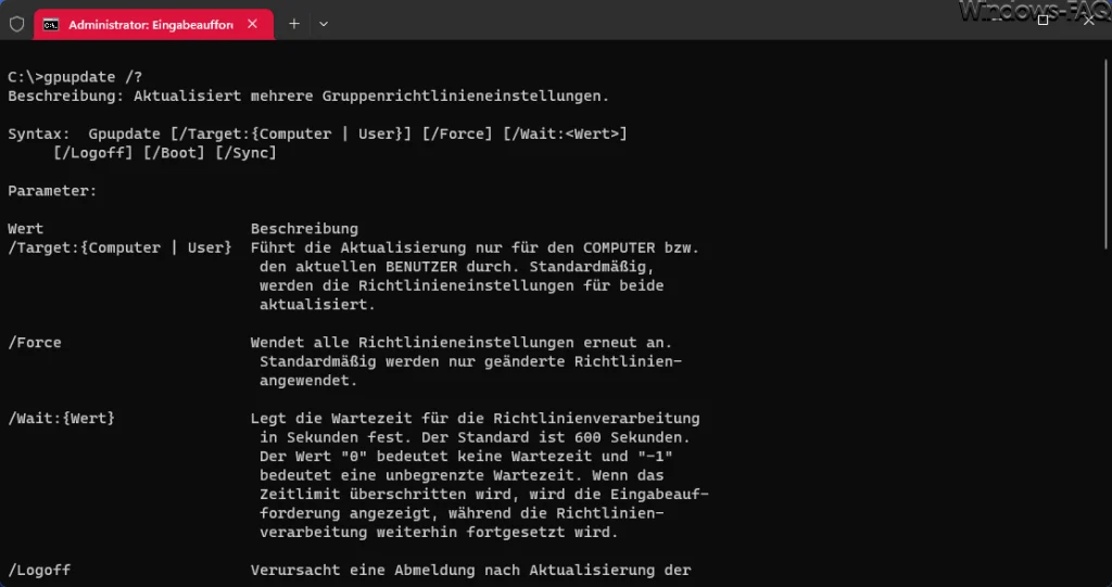 gpupdate parameter