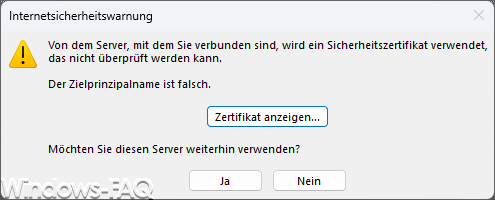 Der Zielprinzipalname ist falsch