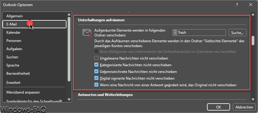 E-Mail Unterhaltungen aufräumen
