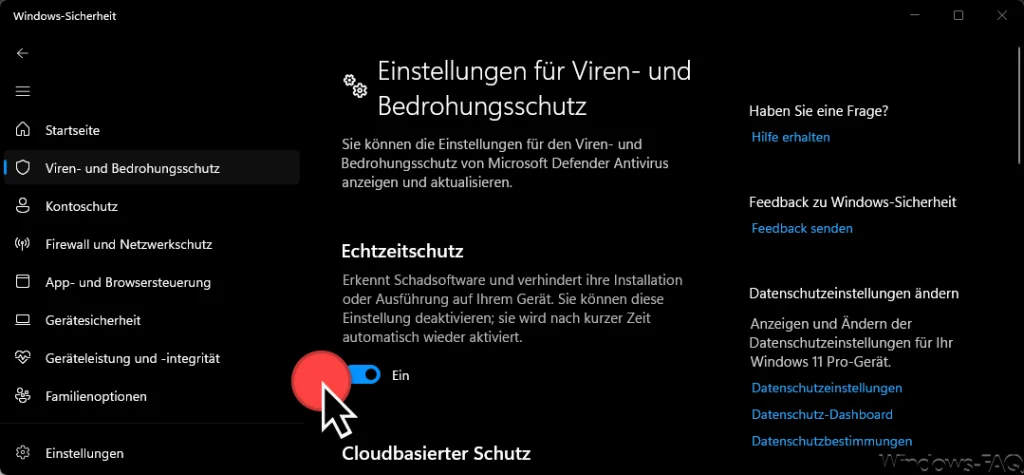 Echtzeitschutz deaktivieren