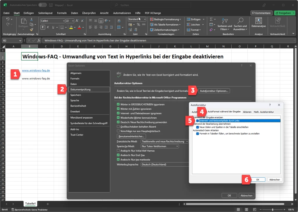 Excel Umwandlung Text in Hyperlinks