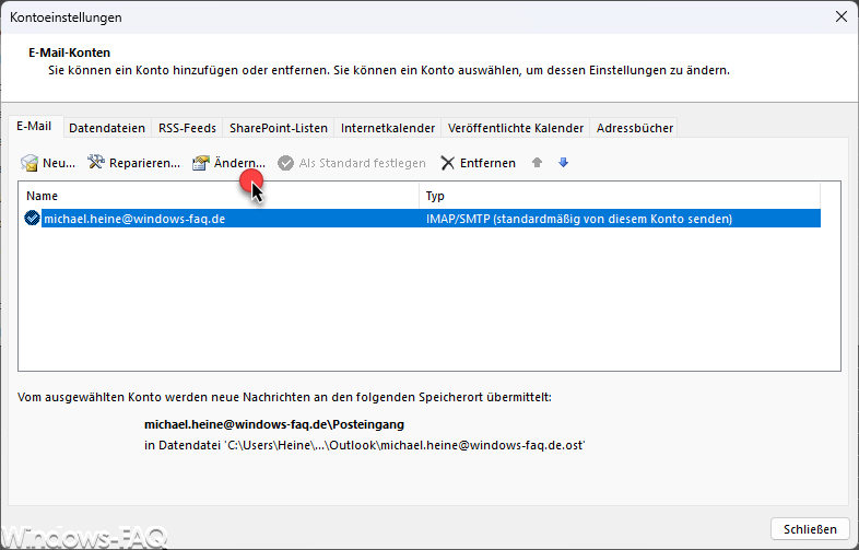 Kontoeinstellungen Outlook