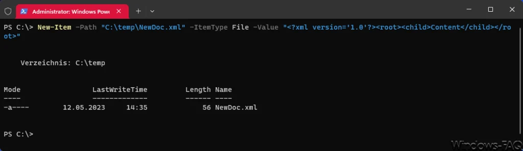 New-Item XML Datei