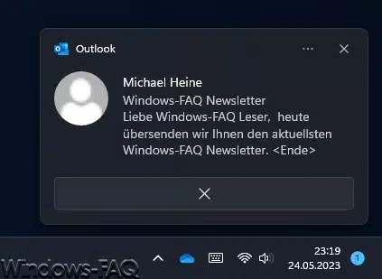 Outlook Benachrichtigung