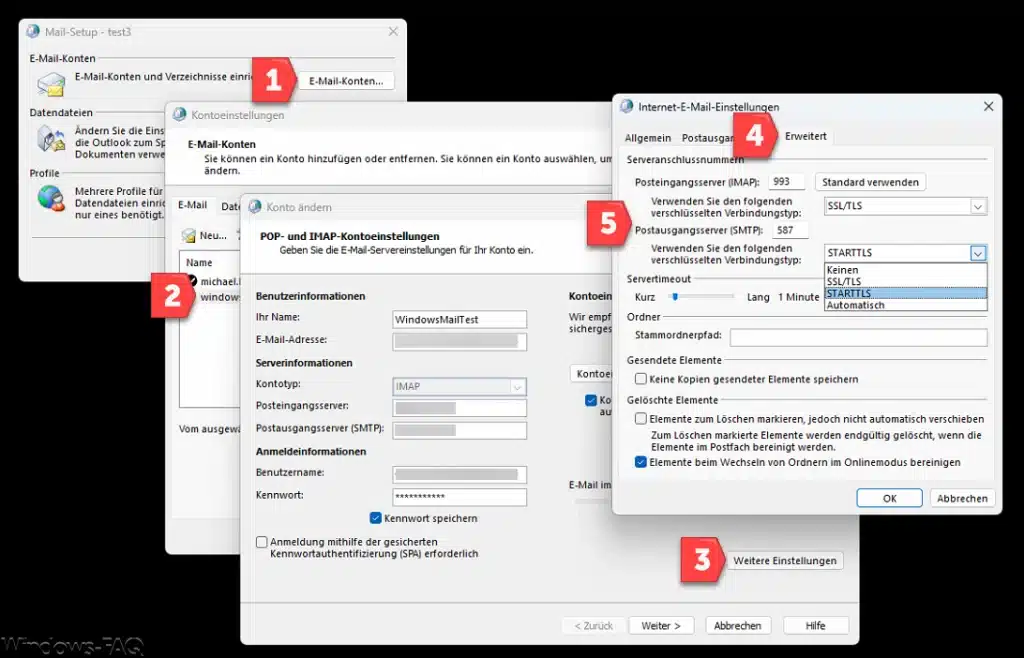 Outlook verschlüsselten Verbindungstyp
