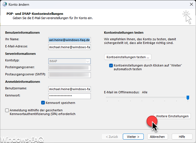 POP- und IMAP-Kontoeinstellungen