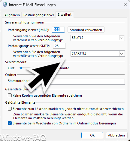 STARTTLS als verschlüsselten Verbindungstyp