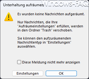 Unterhaltung aufräumen Ergebnis