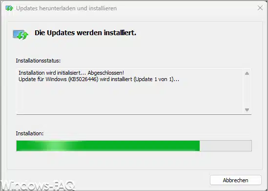 Update KB5026446 wird installiert
