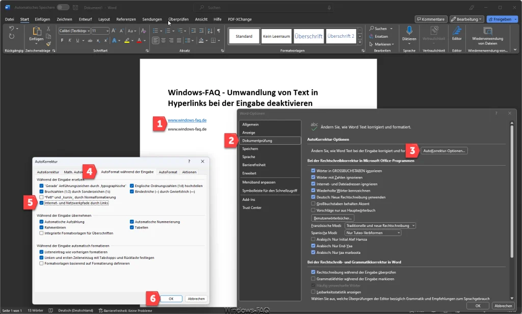 Word Umwandlung Text in Hyperlinks