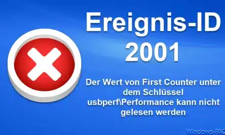 Ereignis-ID 2001 – Der Wert von First Counter unter dem Schlüssel usbperf\Performance kann nicht gelesen werden