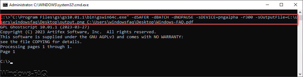 GhostScript PDF to PNG