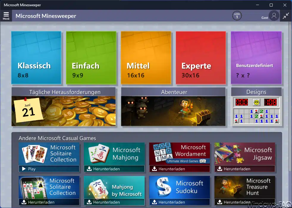 Minesweeper Größen