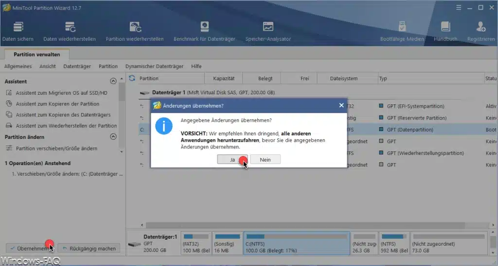 Minitool Partition Wizard Änderungen übernehmen