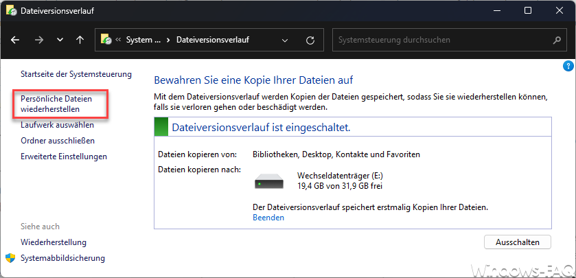Persönliche Dateien wiederherstellen