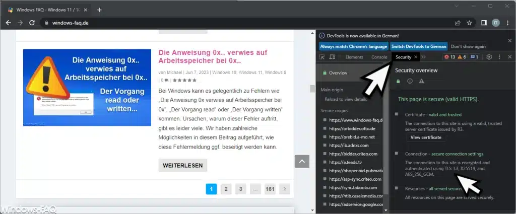TLS Version Webseite