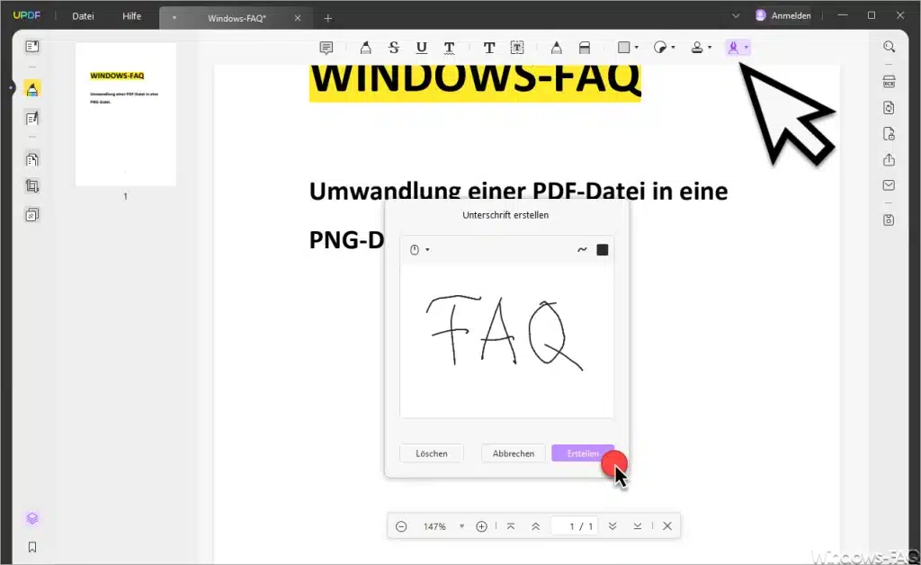 UPDF Unterschrift erstellen
