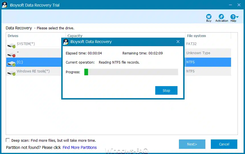 iBoysoft Data Recovery Progress