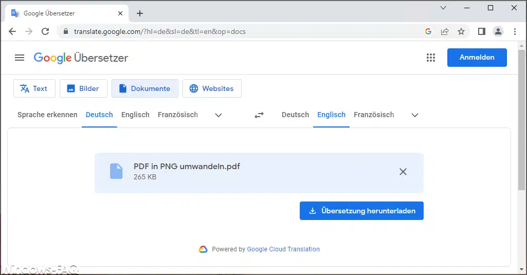 Google Translate PDF übersetzen