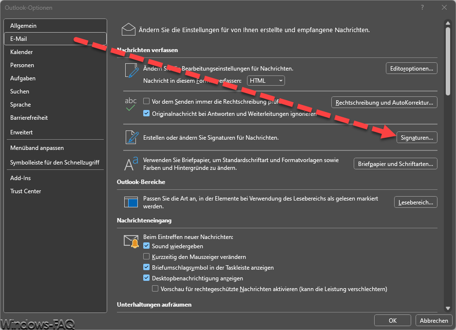 Outlook Signaturen bearbeiten