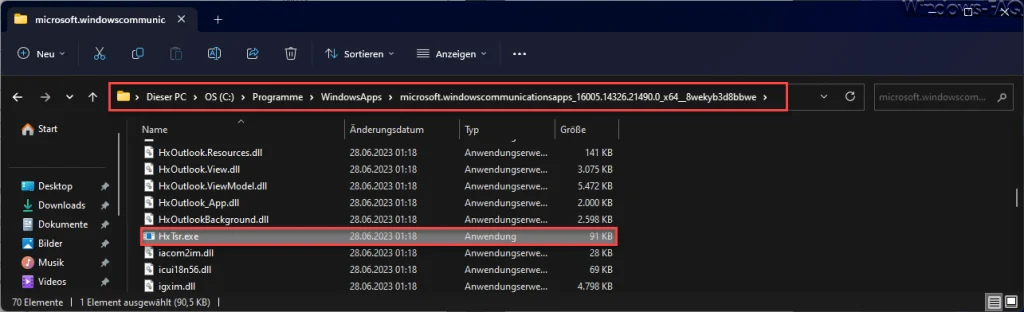 Speicherort HxTsr.exe