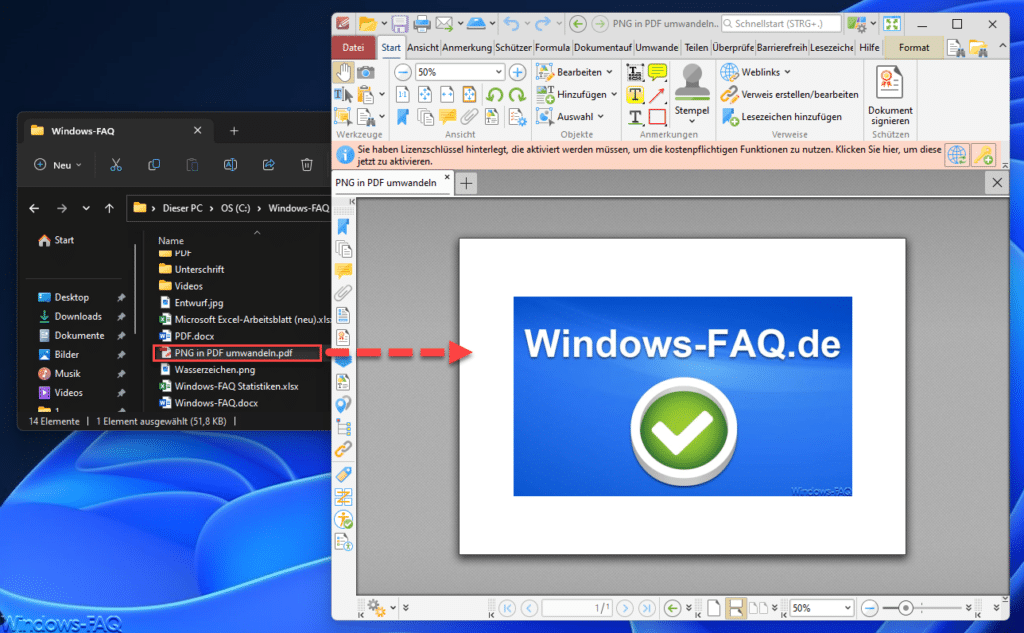 Umgewandeltes PNG in PDF Viewer anzeigen