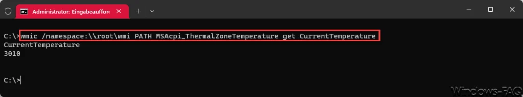 WMIC CPU Temperatur