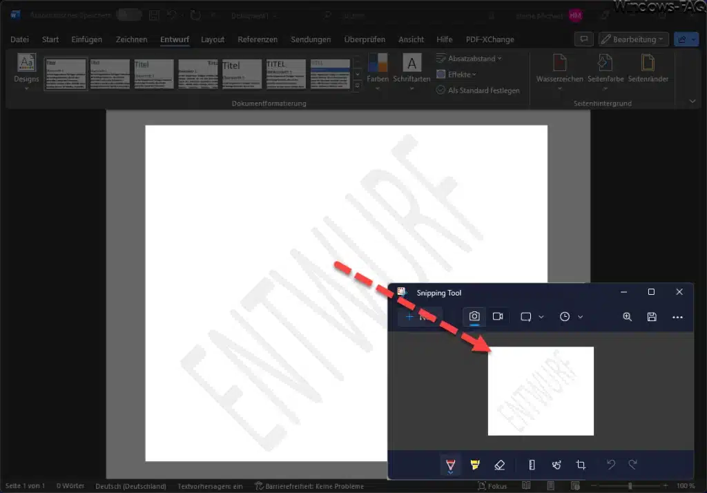 Wasserzeichen per Snipping Tool abfotografieren