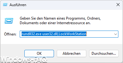 Windows sperren per Ausführen Dialog