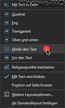 Word Rahmen hinter den Text