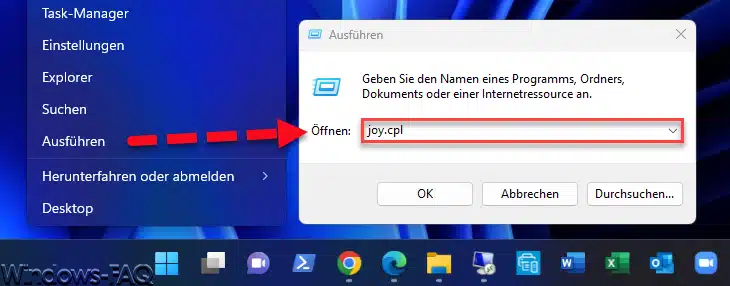Ausführen Joy.cpl