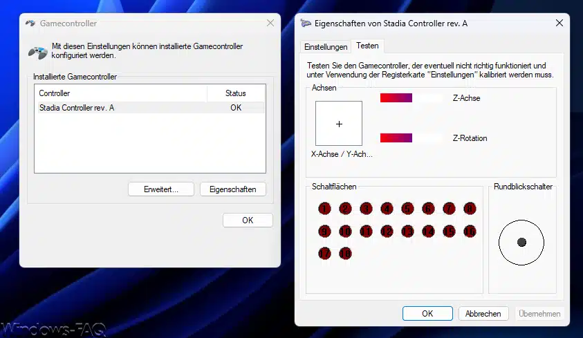 Controller testen Windows