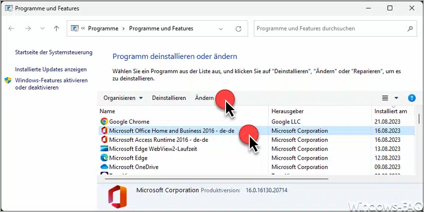 Microsoft Office ändern